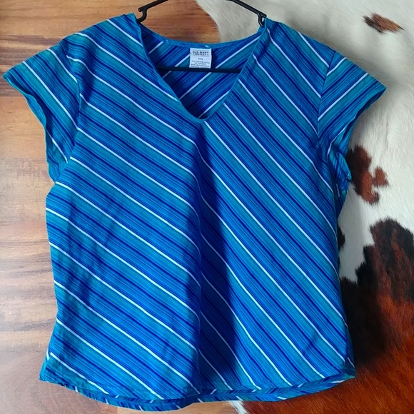 Old Navy Tops - 3/$25 Women's Old Navy V Neck Tee Blue Purple Teal Stripe Size XXL Y2K 90s